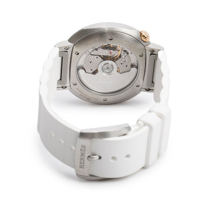 Hermes Stainless Steel & Rose Gold Diamond Bezel Cut 36 MM Automatic Watch, Large Model