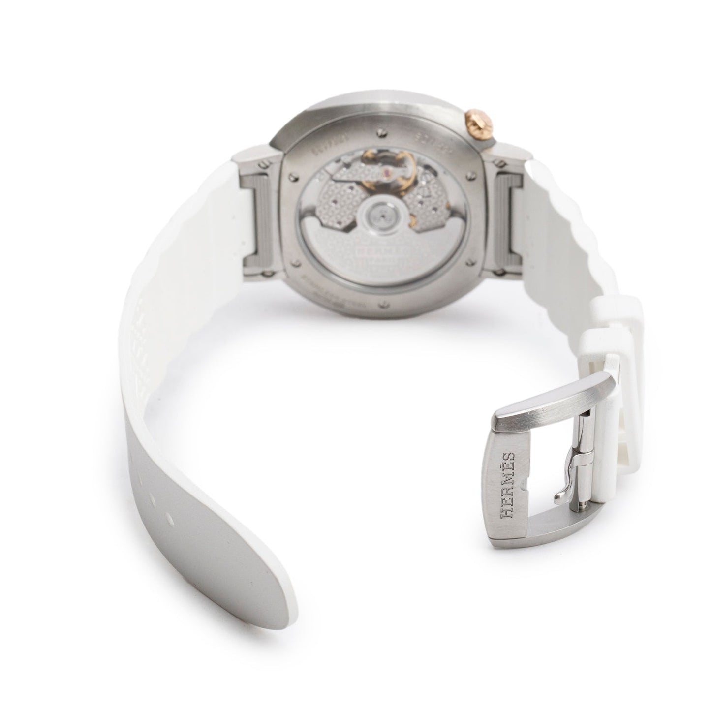 Hermes Stainless Steel & Rose Gold Diamond Bezel Cut 36 MM Automatic Watch, Large Model