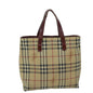 Luxury Burberry Nova Check Tote Bag PVC Beige Auth 67654