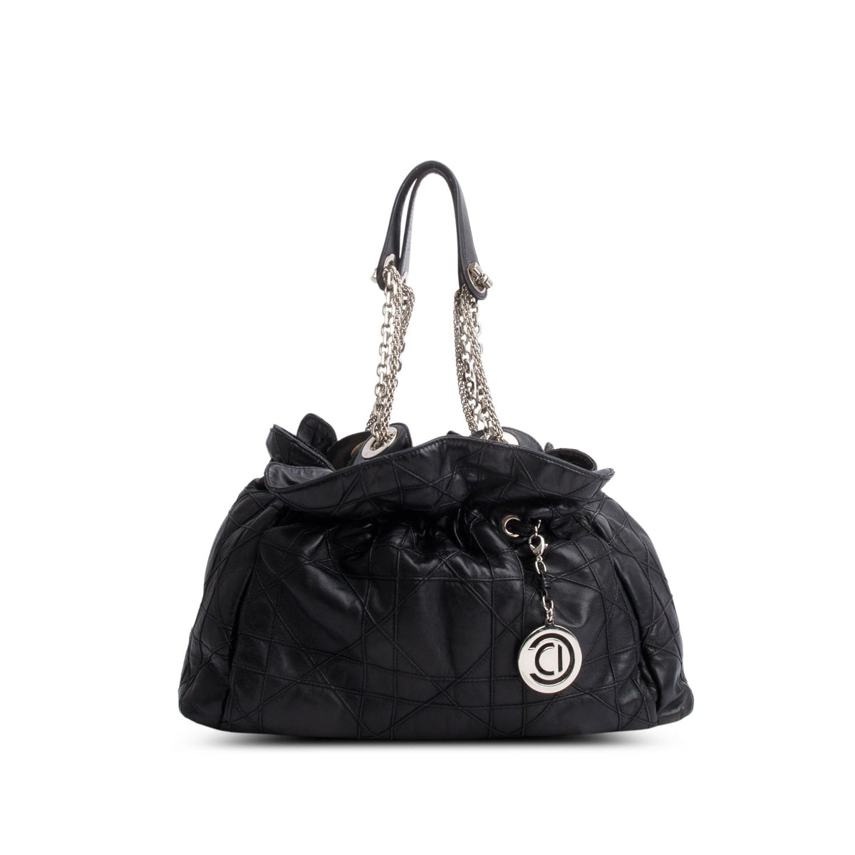 Christian Dior Black Lambskin Cannage Medium Le Trente Tote Rovelle Bags