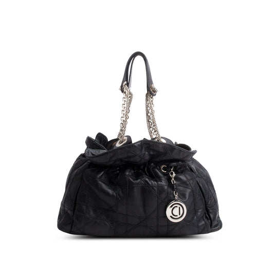 Christian Dior Black Lambskin Cannage Medium Le Trente Tote Rovelle Bags