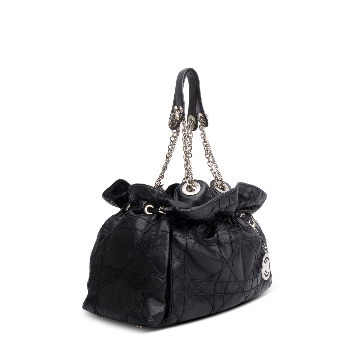 Christian Dior Black Lambskin Cannage Medium Le Trente Tote Rovelle Bags