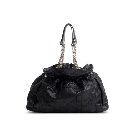 Christian Dior Black Lambskin Cannage Medium Le Trente Tote Rovelle Bags
