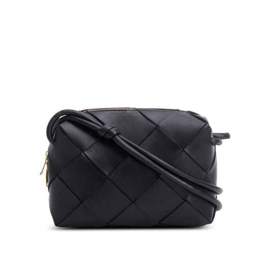Bottega Veneta Black Lambskin Maxi Intrecciato Small Cassette Camera Bag