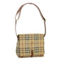 Luxury Burberry Nova Check Shoulder Bag PVC Beige Auth 67744