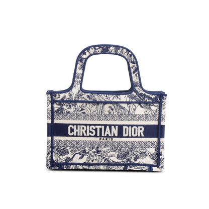 Christian Dior 2020 Blue Canvas Embroidered Mini Dioriviera Toile De Jouy Book Tote Rovelle Bags