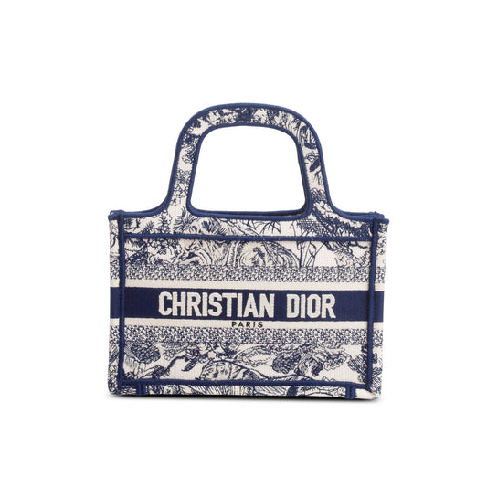 Christian Dior 2020 Blue Canvas Embroidered Mini Dioriviera Toile De Jouy Book Tote Rovelle Bags