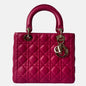 Lady Dior Medium Bag Fuchsia Cannage Lambskin Leather Gold-tone Hardware Rovelle Bags