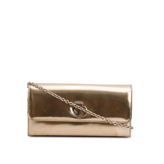 Christian Dior Gold Patent Leather Timeless Rendezvous Wallet on Chain Rovelle Bags