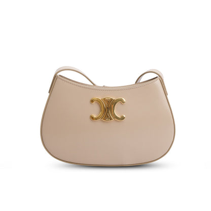 Celine 2024 Taupe Shiny Calfskin Medium Tilly Triomphe Shoulder Bag