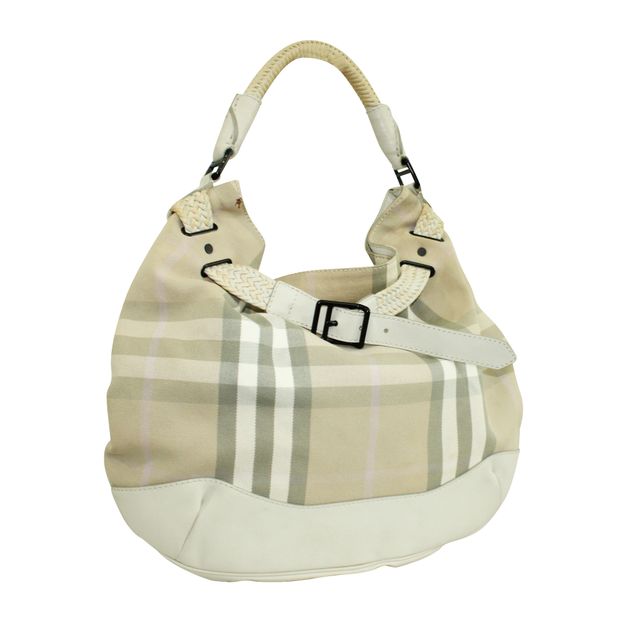 Burberry Large Checked Leather Brown Tote Bag