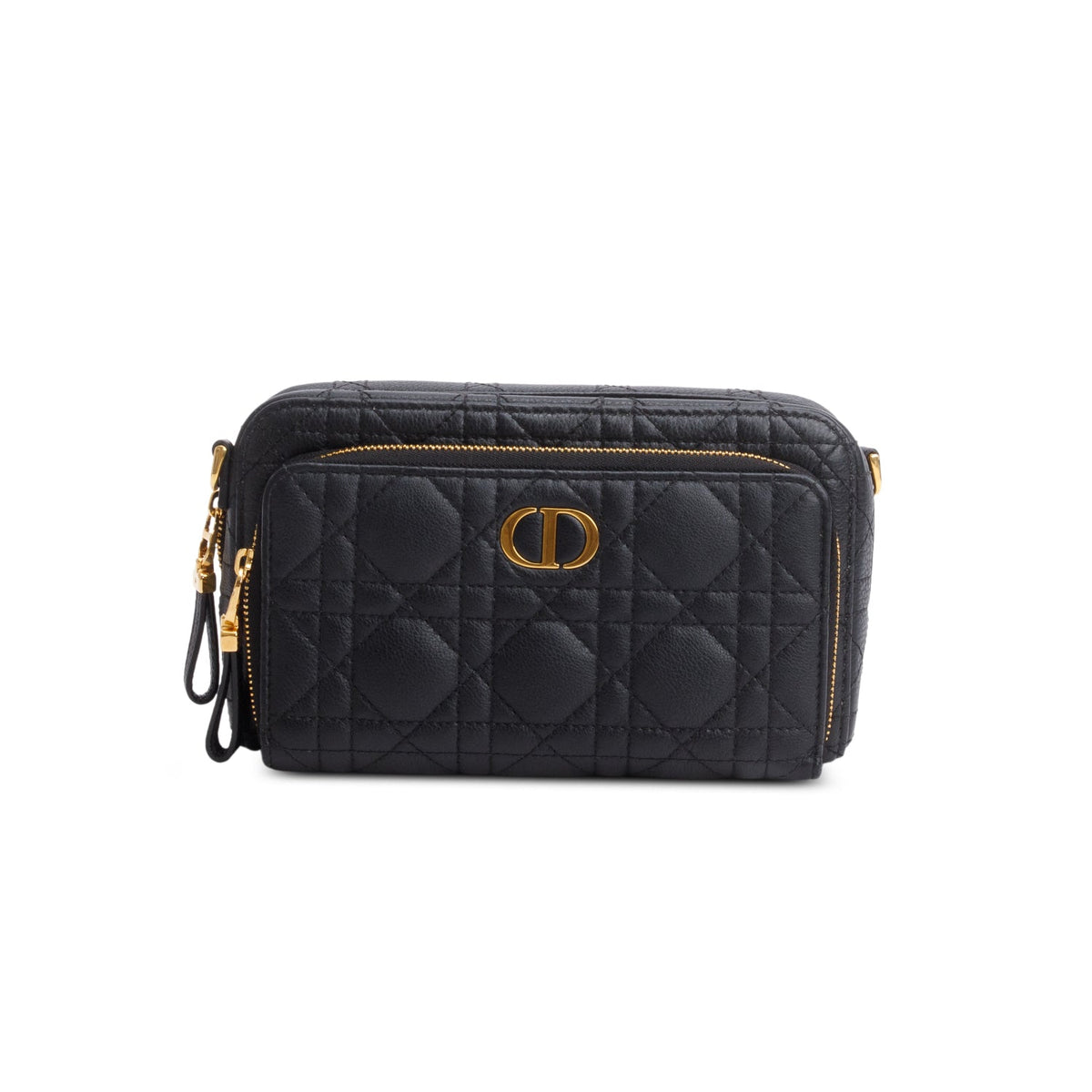 Christian Dior 2021 Black Supple Calfskin Caro Double Pouch Rovelle Bags