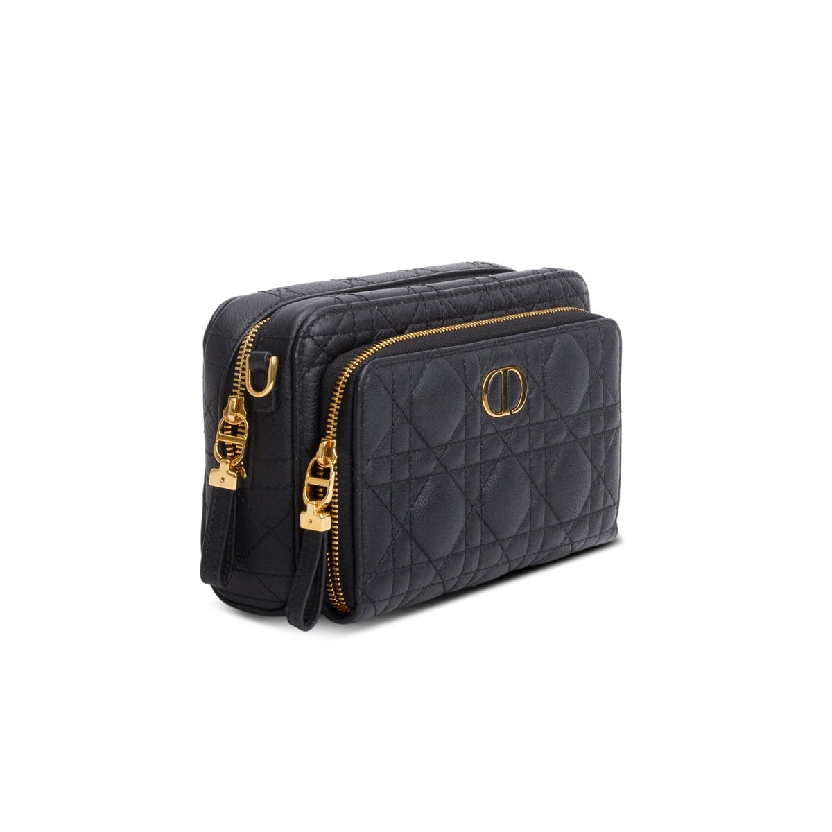 Christian Dior 2021 Black Supple Calfskin Caro Double Pouch Rovelle Bags