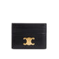 Celine 2024 Black Leather Triomphe Logo Card Holder