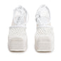 Bottega Veneta White Mesh Lambskin Sporty Web Stretch Ankle Tie Espadrilles, Size 36