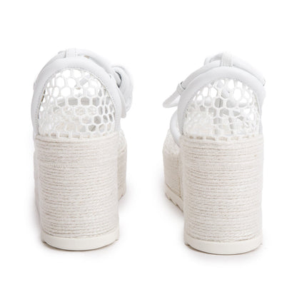 Bottega Veneta White Mesh Lambskin Sporty Web Stretch Ankle Tie Espadrilles, Size 36