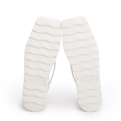 Bottega Veneta White Mesh Lambskin Sporty Web Stretch Ankle Tie Espadrilles, Size 36