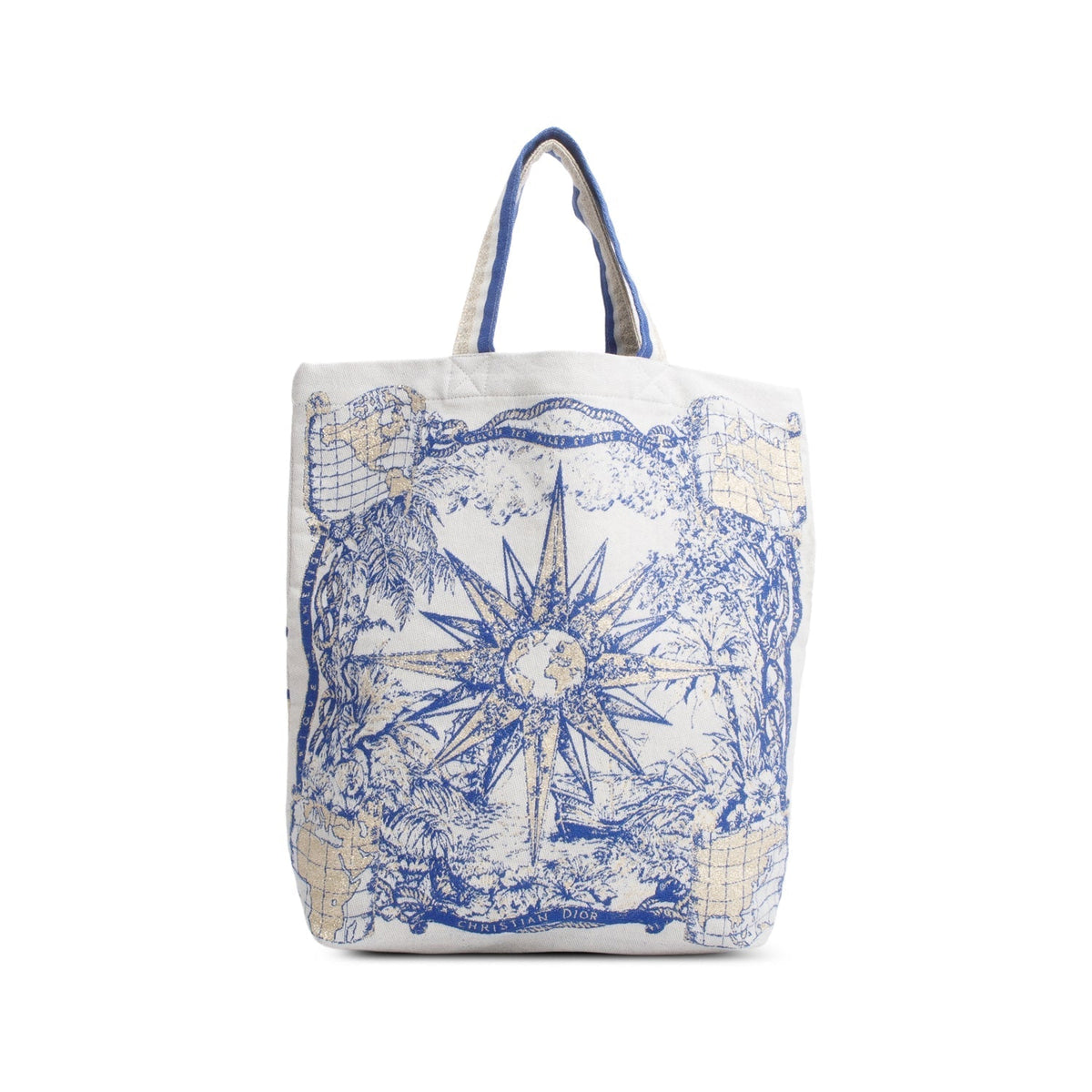 Christian Dior Beige Blue Canvas 'Dior Dream Team' Tote Bag Rovelle Bags