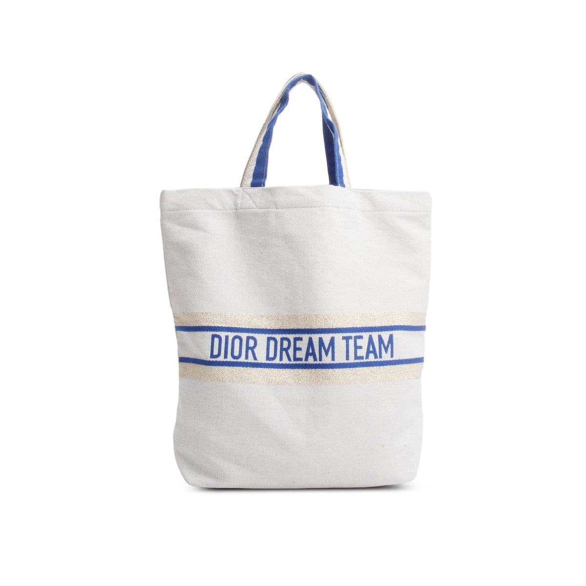 Christian Dior Beige Blue Canvas 'Dior Dream Team' Tote Bag Rovelle Bags
