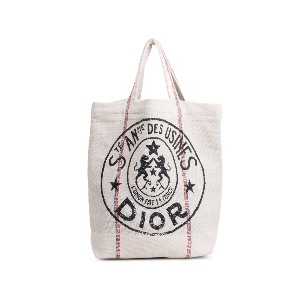 Christian Dior Beige Canvas 'L'union Fait La Force' Tote Bag Rovelle Bags