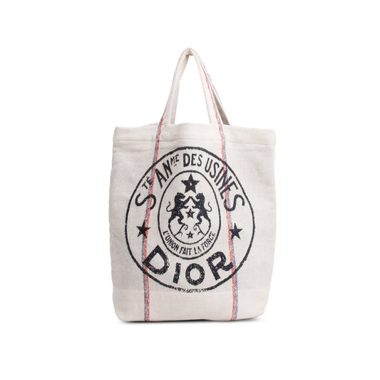 Christian Dior Beige Canvas 'L'union Fait La Force' Tote Bag Rovelle Bags