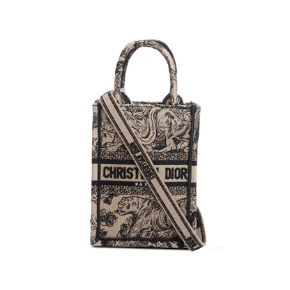 Christian Dior 2022 Black Canvas Toile de Jouy Embroidered Mini Book Tote Rovelle Bags