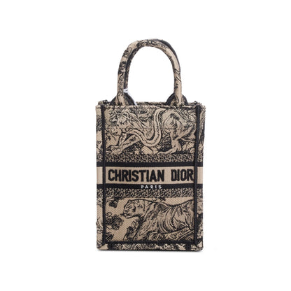 Christian Dior 2022 Black Canvas Toile de Jouy Embroidered Mini Book Tote Rovelle Bags