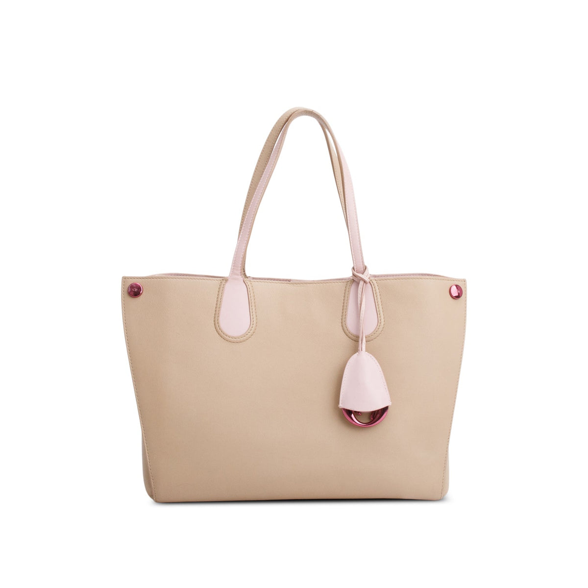 Christian Dior Beige Calfskin Leather Small Addict Shopping Tote Rovelle Bags