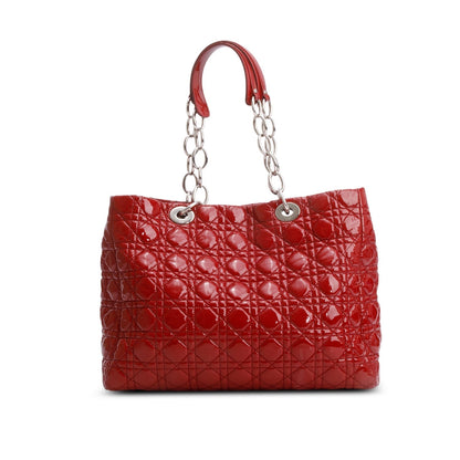 Christian Dior Red Patent Leather Cannage Soft Shopping Tote Rovelle Bags