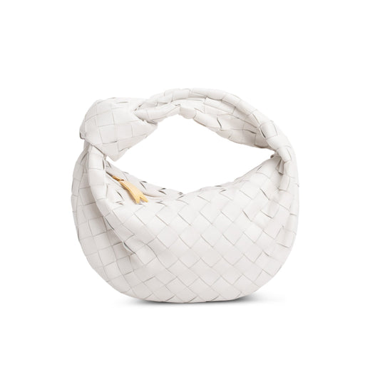 Bottega Veneta White Lambskin Intrecciato Mini Jodie