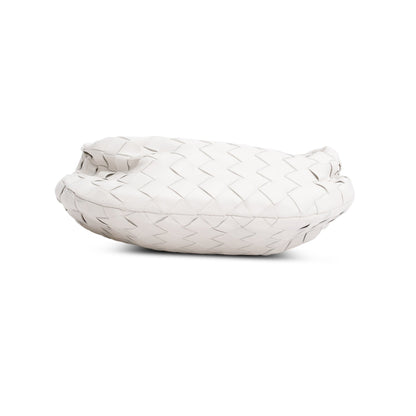 Bottega Veneta White Lambskin Intrecciato Mini Jodie