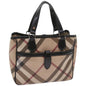 Luxury Burberry Nova Check Hand Bag PVC Beige Auth 68142
