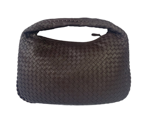 Bottega Veneta Intrecciato Hobo Bag Medium Chocolate Brown Lambskin leather