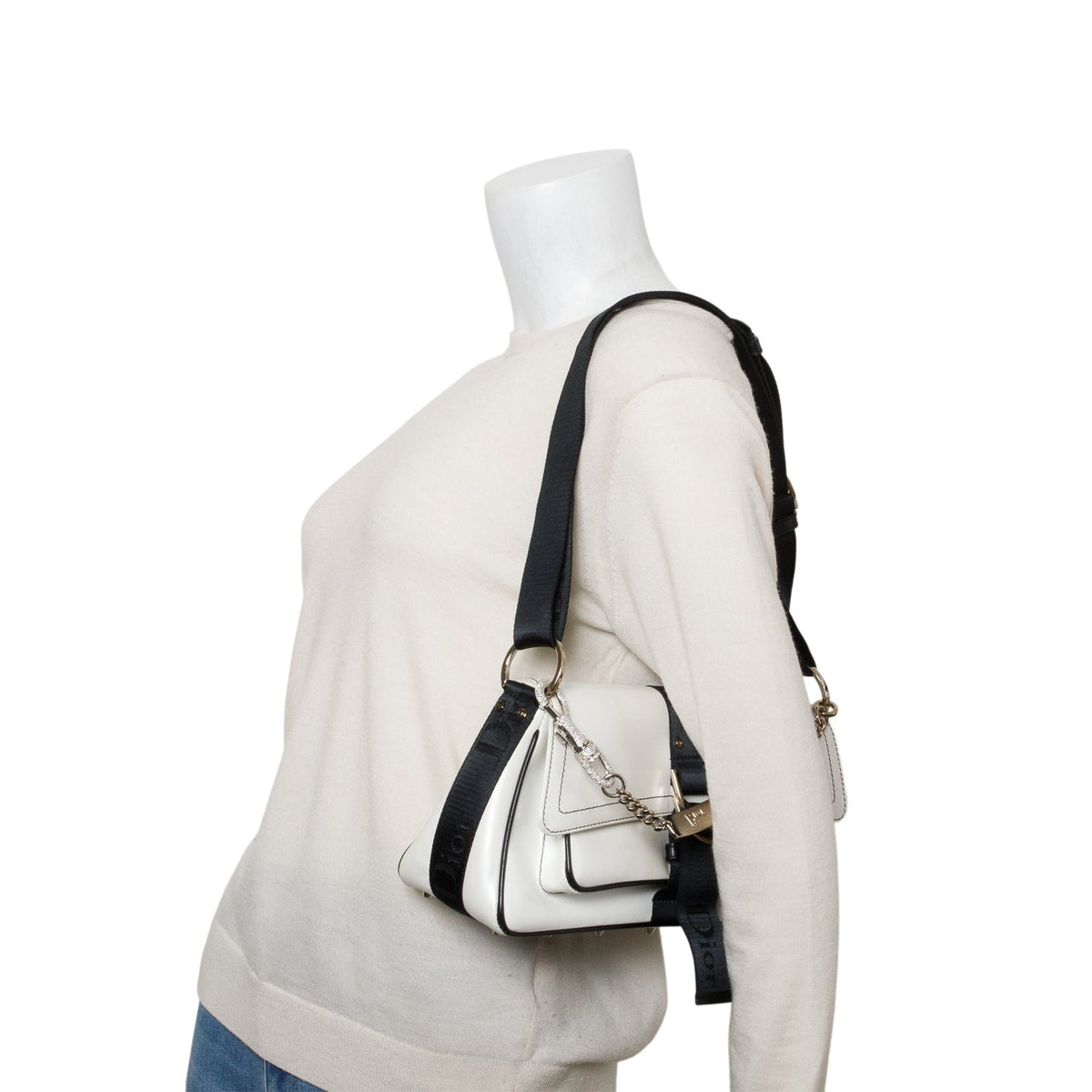 Christian Dior White Leather Crystal Embellished Hardcore Shoulder Bag Rovelle Bags