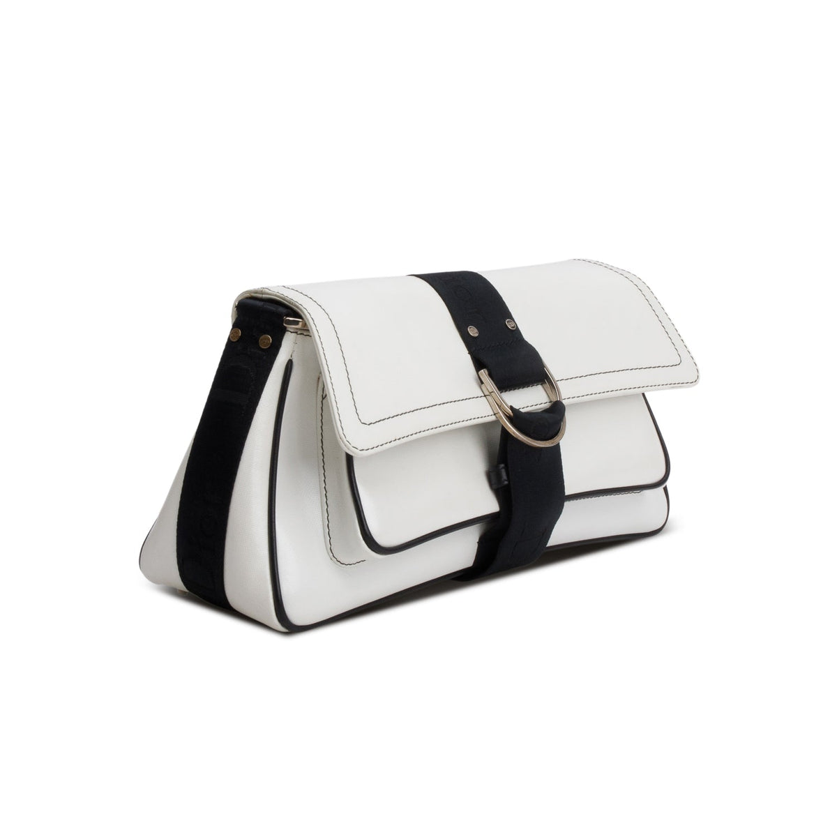 Christian Dior White Leather Crystal Embellished Hardcore Shoulder Bag Rovelle Bags