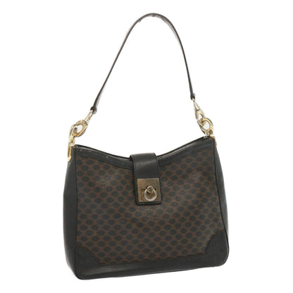 Luxury CELINE Macadam Canvas Shoulder Bag PVC Black 68449