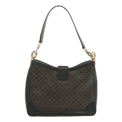 Luxury CELINE Macadam Canvas Shoulder Bag PVC Black 68449