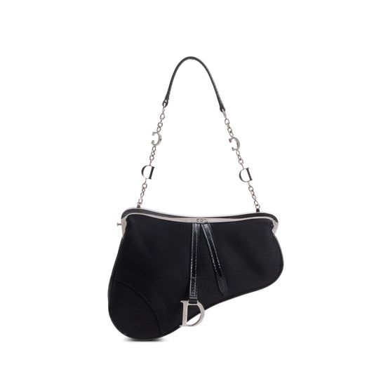 Christian Dior Black Satin Mini Saddle Frame Bag Rovelle Bags