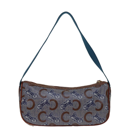 Luxury CELINE C Macadam Canvas Shoulder Bag Blue 68504