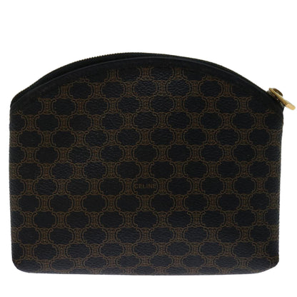 Luxury CELINE Macadam Canvas Cosmetic Pouch PVC Leather Black 68652