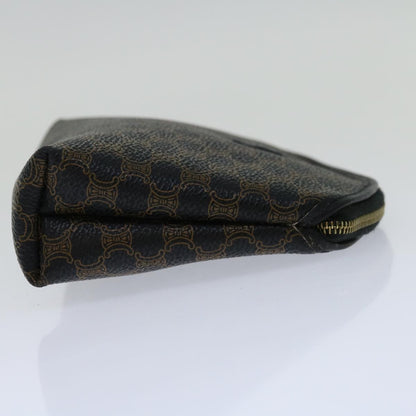 Luxury CELINE Macadam Canvas Cosmetic Pouch PVC Leather Black 68652