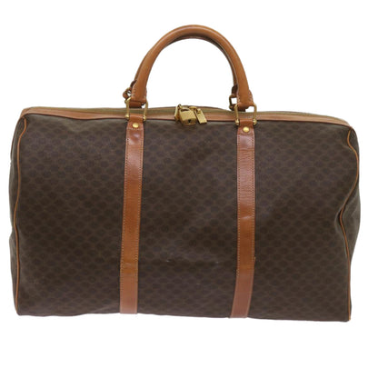 Luxury CELINE Macadam Canvas Boston Bag PVC Brown 68690
