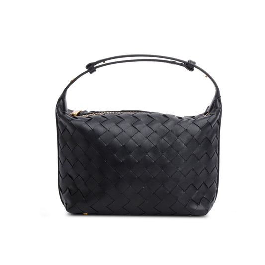 Bottega Veneta Black Calfskin Nappa Intrecciato Mini Wallace