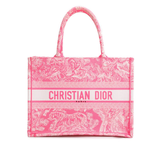 Christian Dior 2022 Pink Canvas Toile de Jouy Embroidered Medium Book Tote Rovelle Bags