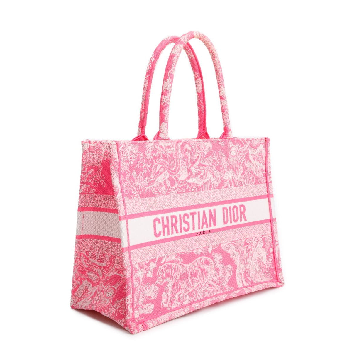 Christian Dior 2022 Pink Canvas Toile de Jouy Embroidered Medium Book Tote Rovelle Bags