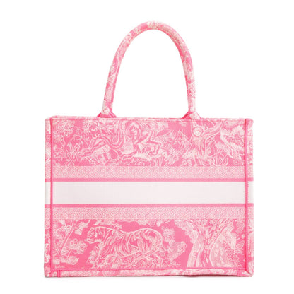 Christian Dior 2022 Pink Canvas Toile de Jouy Embroidered Medium Book Tote Rovelle Bags