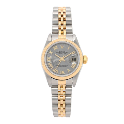 Stainless Steel 18K Yellow Gold 26mm Oyster Perpetual Datejust Watch Silver Sunbeam Roman 79173