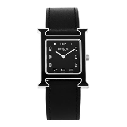 Stainless Steel Barenia Lacquer 26mm Heure H Hour Quartz Watch Noir