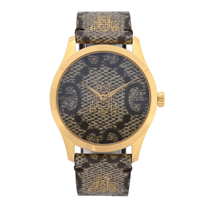 Stainless Steel Canvas 38mm G-Timeless GG Supreme Bee Quartz Watch Brown