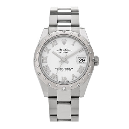 Stainless Steel 18K White Gold Diamond 31mm Oyster Perpetual Datejust Watch White Roman 178344
